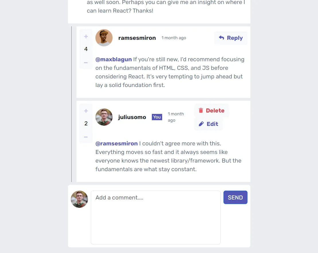 Interactive Comments Project