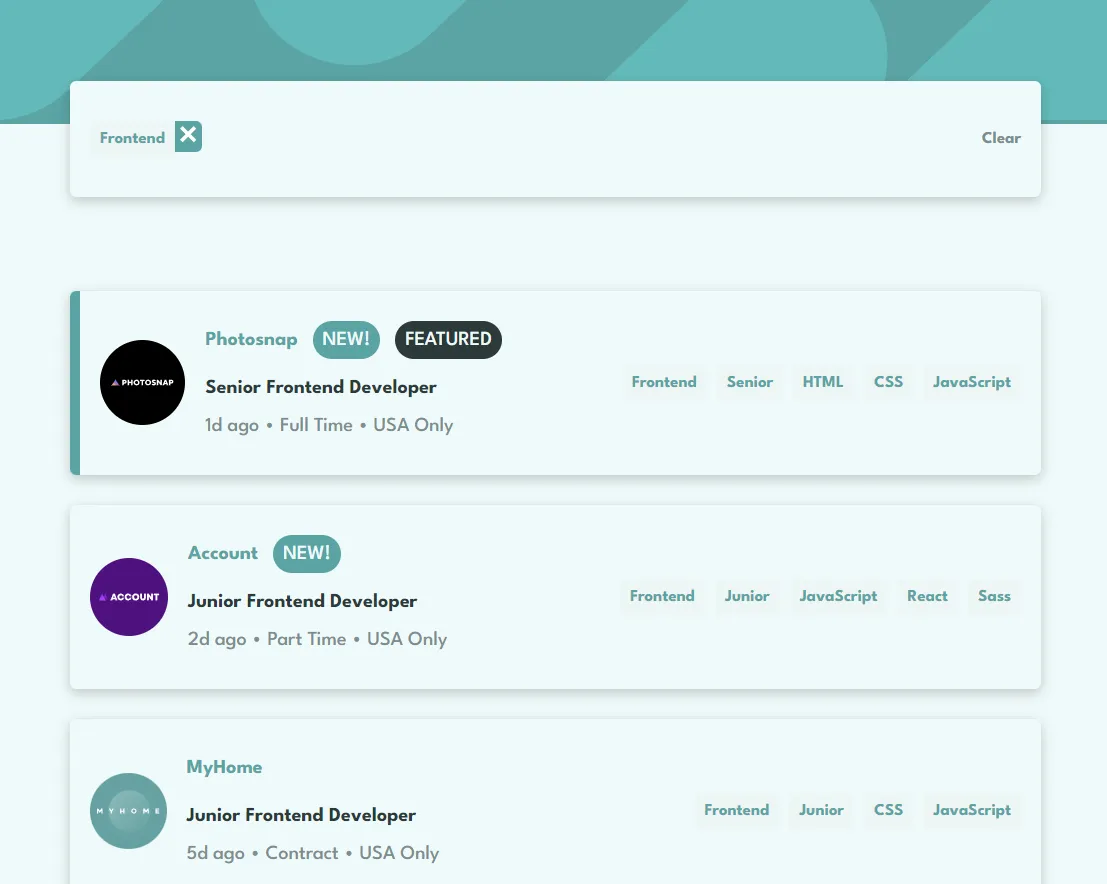 Static Job Listing Project
